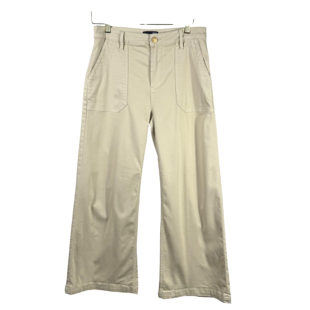 KUT from the Kloth Meg Wide Leg Utility Pants Tan Khaki 8 High Rise Trousers